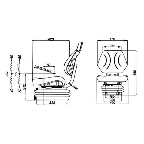 TRACTOR SEAT - MECHANICAL SUSPENSION - WITHOUT ARMREST - PVC