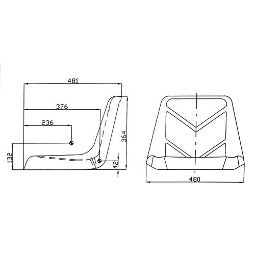 WIDE PAN TYPE SEAT 4 HOLES/ FOR COMPACT TRACTORS