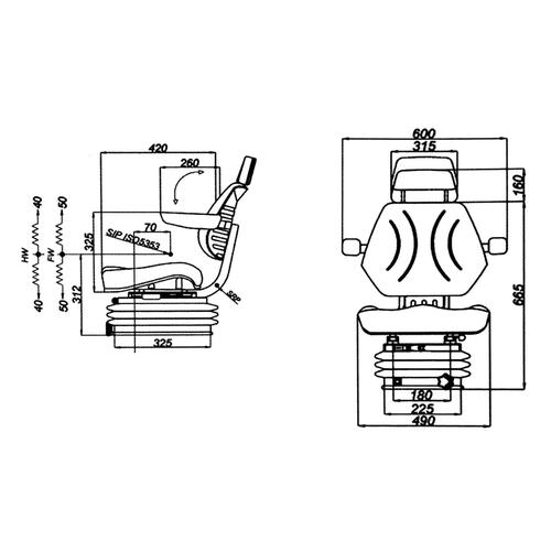 TRACTOR SEAT - MECHANICAL SUSPENSION & FOLDABLE ARMREST - CLOTH