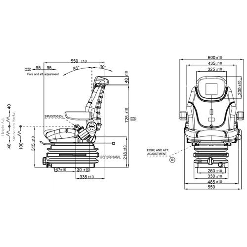 TRACTOR SEAT WITH FOLDABLE ARMREST & MECHANICAL SUSPENSION